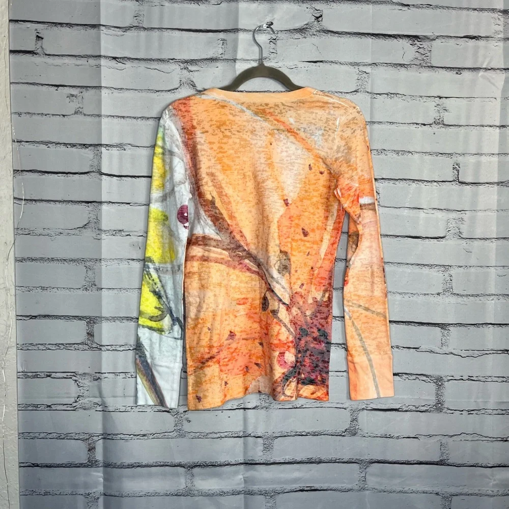 Before + Again Orange Red Graphic Long Sleeve Crew Shirt True to Size Women’s S - Picture 11 of 15